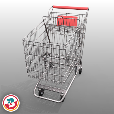 3D Model of Grocery Store Shopping Cart - 3D Render 8